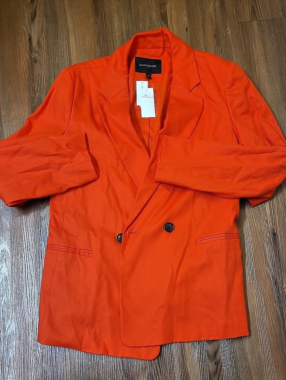 Banana Republic Linen Blend Blazer in Orange Size 12 NWT